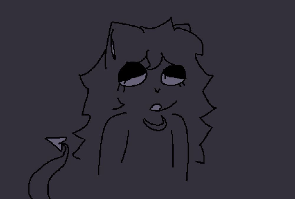 an ms paint doodle of sybil's current sona but now a cat instead of     a Strange Fluffy Creature