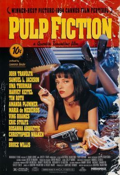 Pulp Fiction poster showing Uma Thurman smoking 
