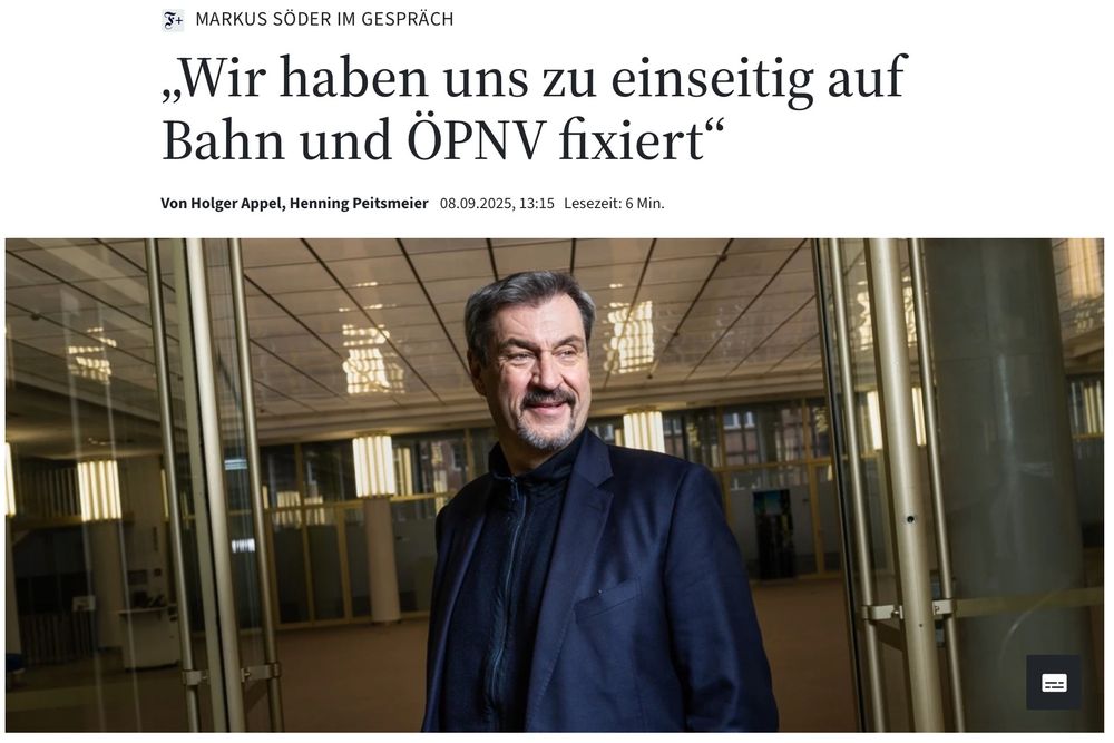 Söder "Wir haben uns zu einseitig auf Bahn und ÖPNV fixiert"