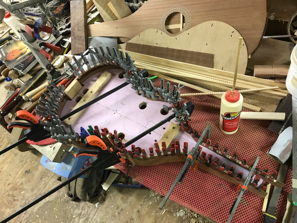 Clamping and glueing sides of dobro