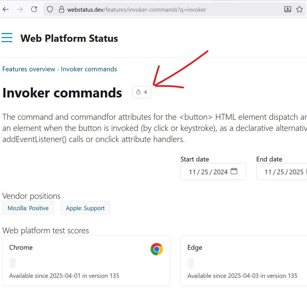 The thumbsup icon on webstatus.dev, for the Invoker commands feature.
