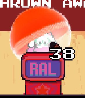 Ralsei trapped in gacha ball, eyes cast downward, head lowered, scarf covering his mouth, horns look rather small