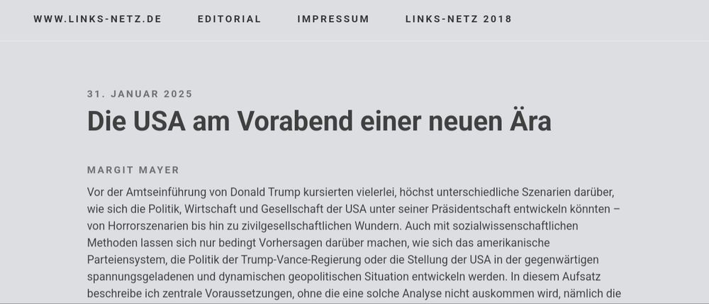 Foto des Anfangs des Artikels "Die USA am Vorabend einer neuen Ära" von Margit Mayer