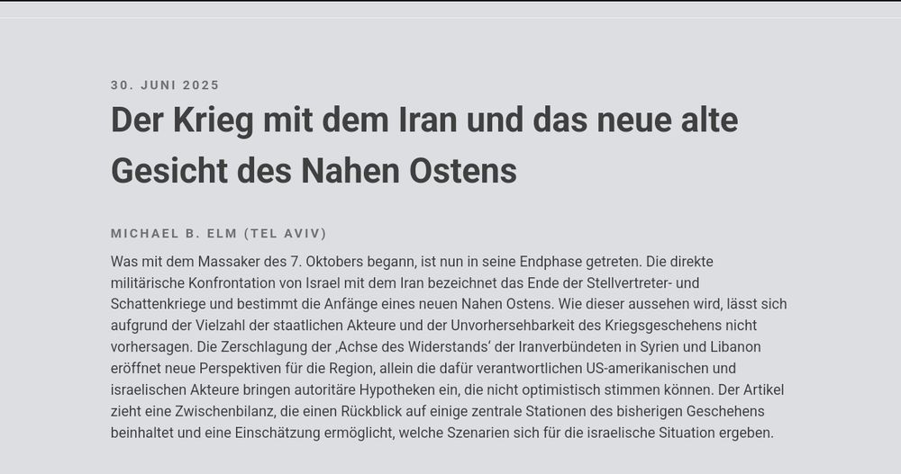 Foto des Artikels: Der Krieg mit dem Iran und das neue alte Gesicht des Nahen Ostens von Michael Elm
