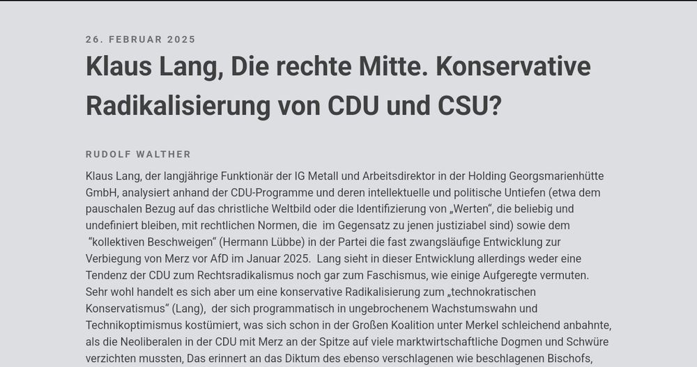 Foto des eines Teils es Artikels zu dem Buch von Klaus Lang