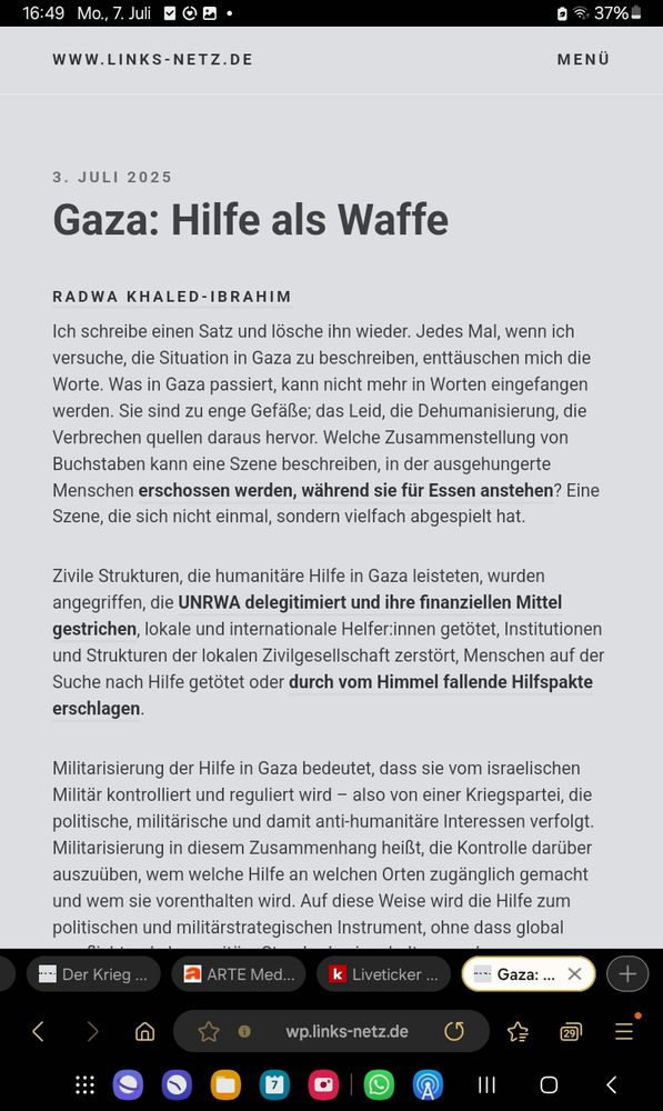 Foto des Artikel: Gaza: Hilfe als Waffe