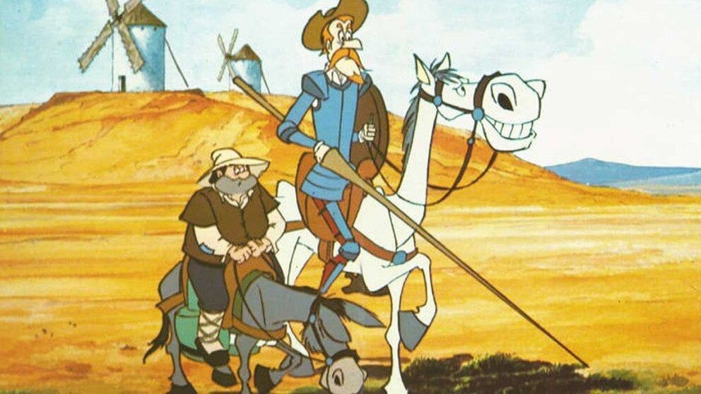 Don Quijote y Sancho Panza en la sédele animada de los ochenta 