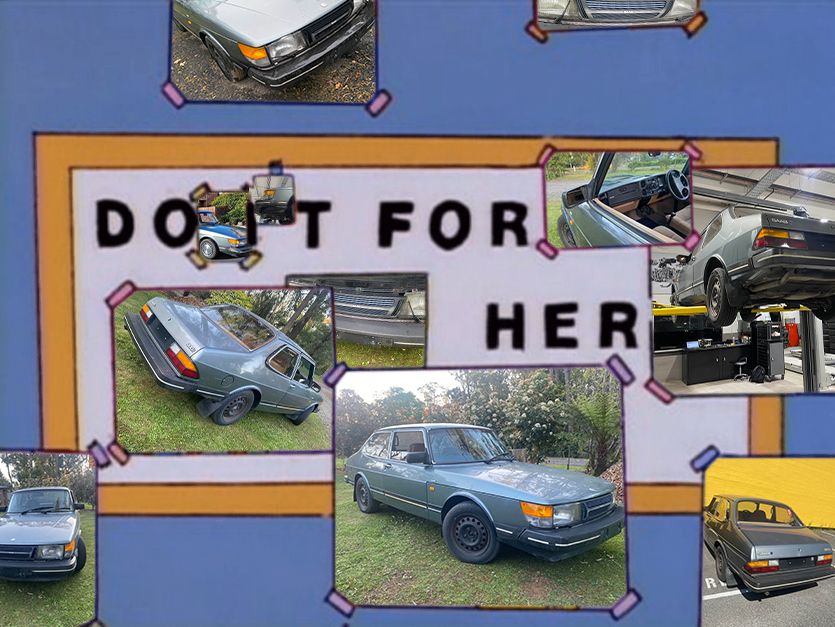 homer simpson's "do it for her" board but it has pictures of my SAAB