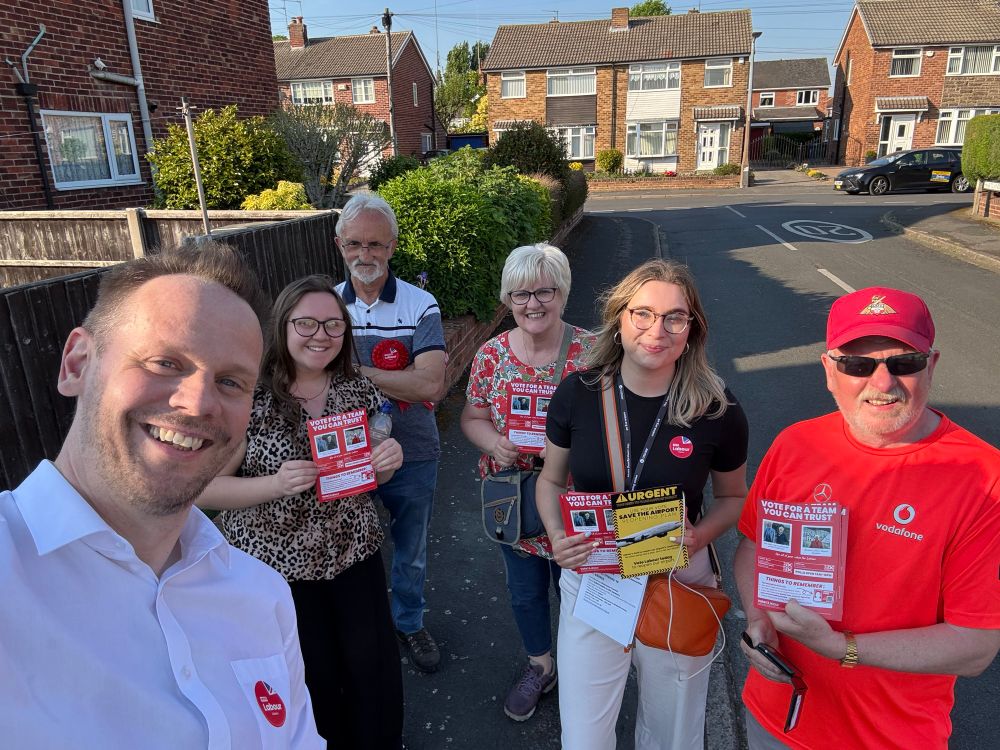 Simon out campaigning with local Labour Party members in Doncaster