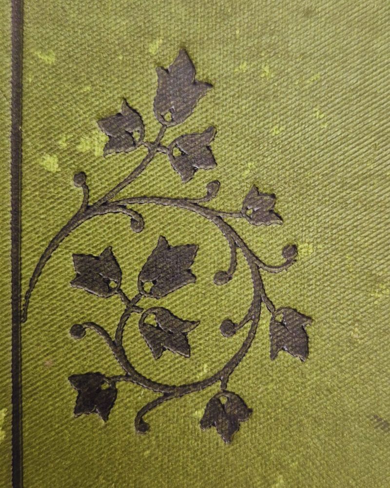 Embossed vegetal motif on book cover.