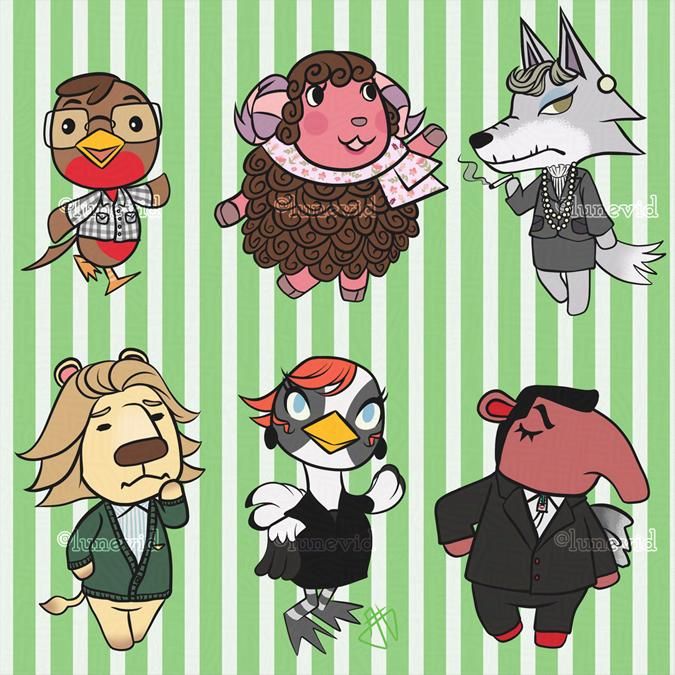 Animal Crossing fan art of Beetlejuice movie supporting cast