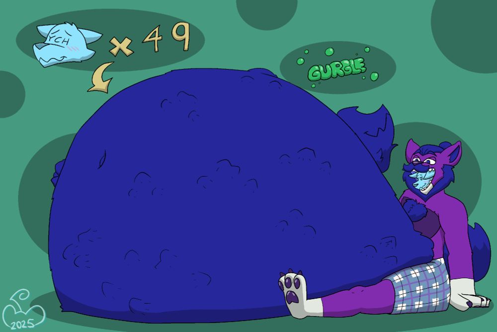 Konta with 49 anonfurs in his belly, about to send his 50th snack to join them.
