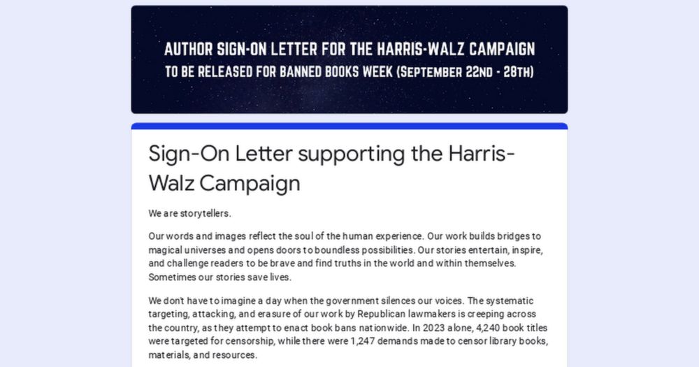 Sign-On Letter supporting the Harris-Walz Campaign