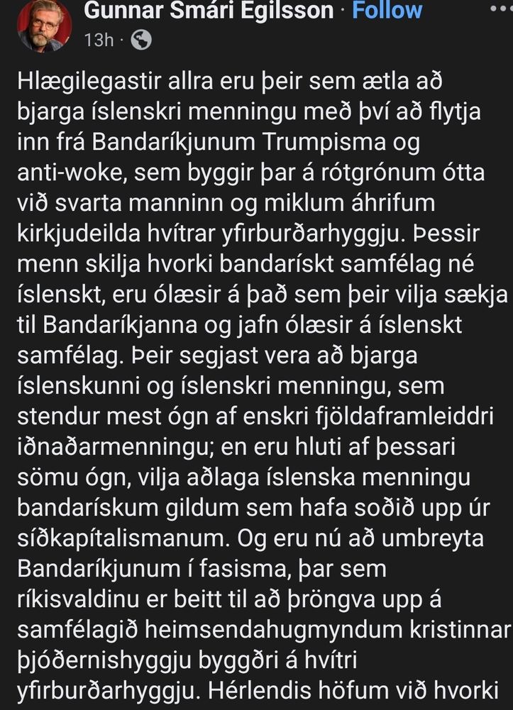 Fb pistill frá Gunnari smára sem má lesa hér: https://www.facebook.com/share/p/1FYB81tPLw/