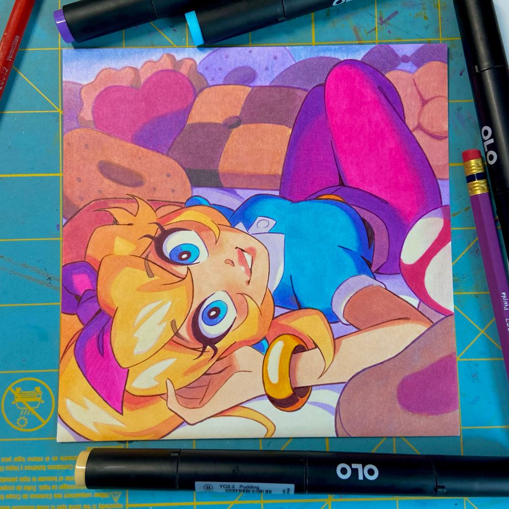 Marker drawing of Peach in her sightseeing outfit from Mario Kart World.