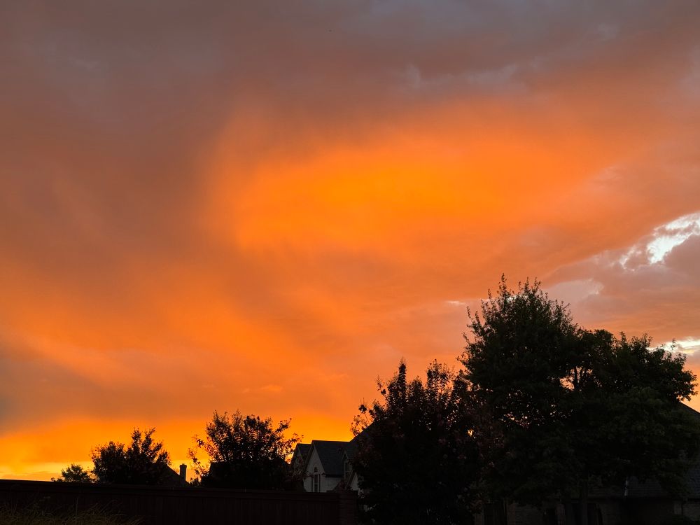 Fiery orange sky sunrise