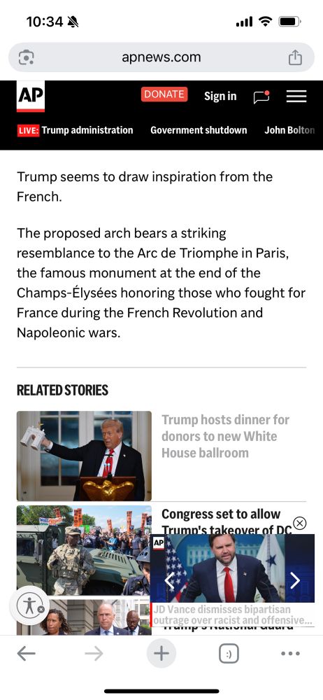 Screenshot from AP news: “Trump seems to draw inspiration from the French.”