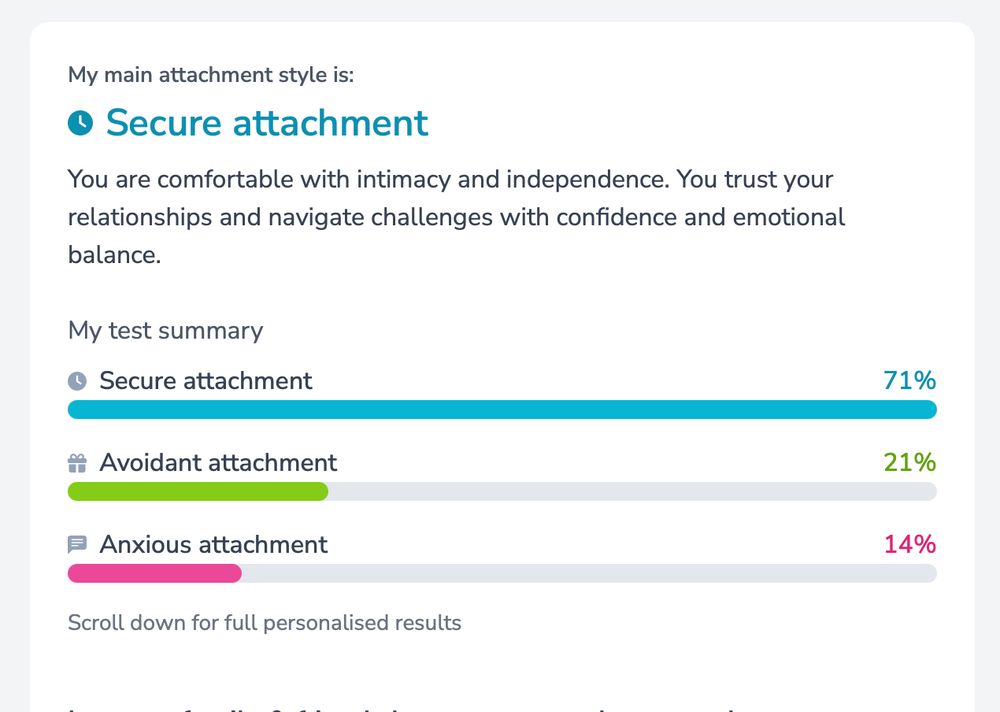 My main attachment style is: Secure attachment...