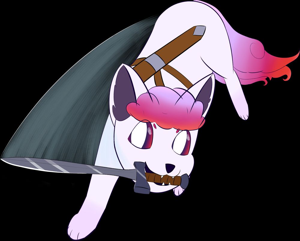 A vulpix but pink and with a sword.