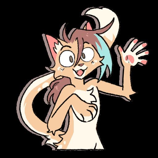 A telegram sticker of Shen, waving. Art by Critter.