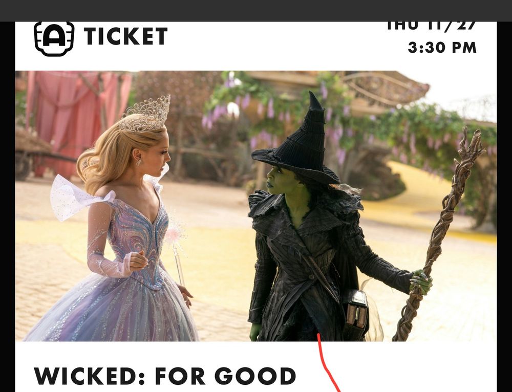 Movie ticket for Wicked: For Good