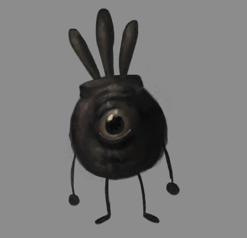 a patapon in a more realistic style. it appears disturbed 