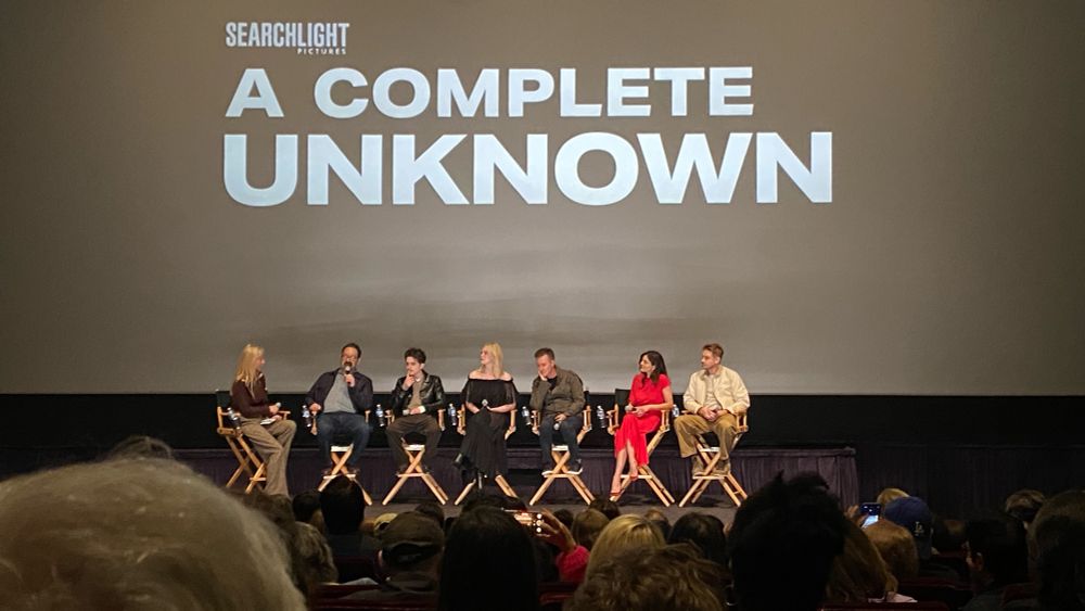 Screening of A Complete Unknown on the Fox lot last night. Gwyneth Paltrow moderate a Q&A with the cast and director, James Mangold. 