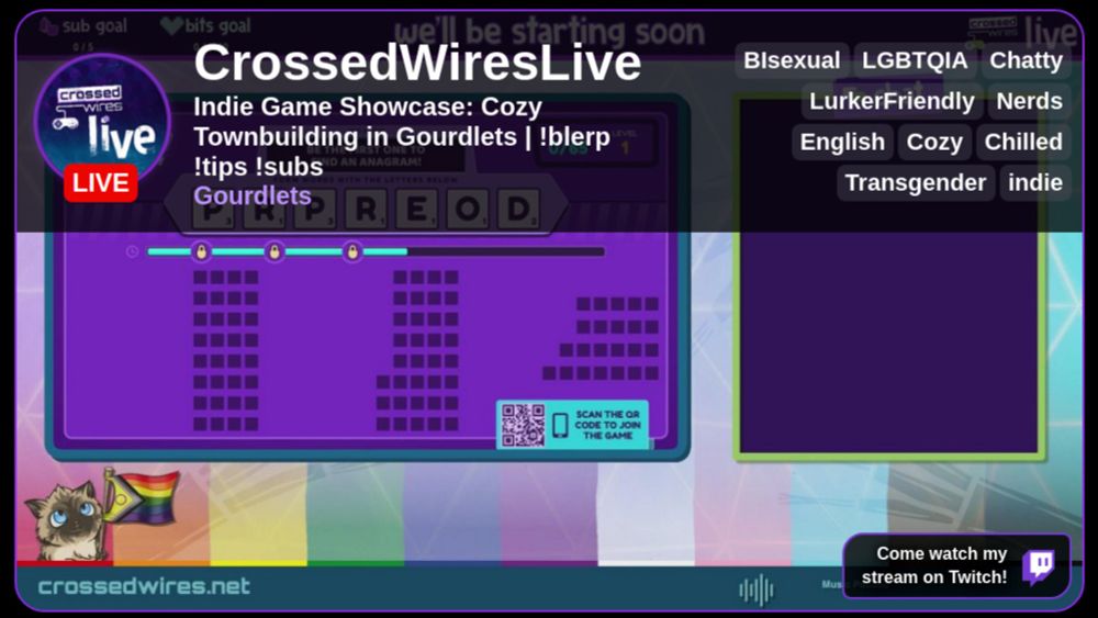 Watch CrossedWiresLive streaming Gourdlets | 🔴 LIVE on Twitch now! | Indie Game Showcase: Cozy Townbuilding in Gourdlets  | !blerp !tips !subs