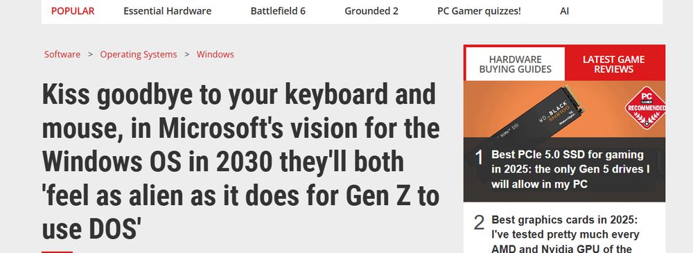 Kiss goodbye to your keyboard and mouse, in Microsoft's vision for the Windows OS in 2030 they'll both 'feel as alien as it does for Gen Z to use DOS'