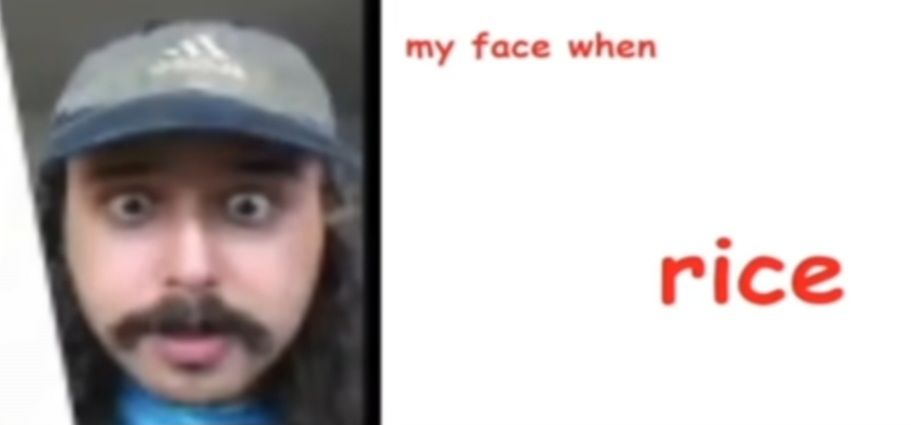 "my face when rice", with the Twitch streamer socpens looking bewildered but engrossed.