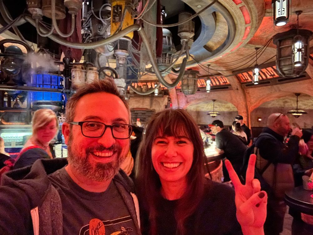 Me and my friend Kris at the star wars cantina in disneyland last year