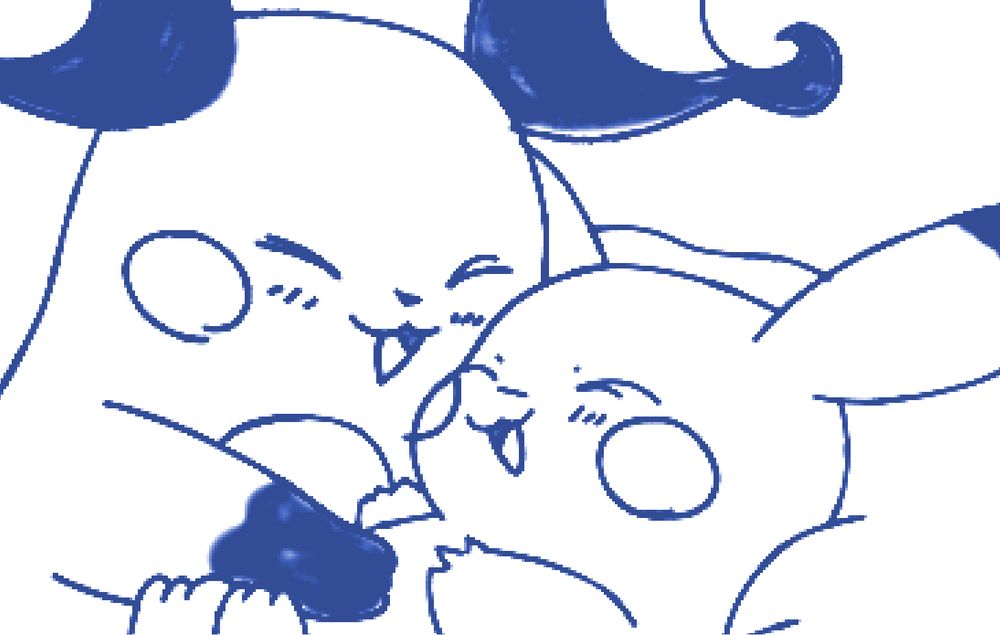 a silly cute chibi raichu and a silly chibi cute pikachu being cute to one another 