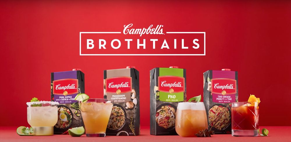 Campbell's Soup "Brothtails" - alcoholic mixed cocktails using soup bases as ingredients.