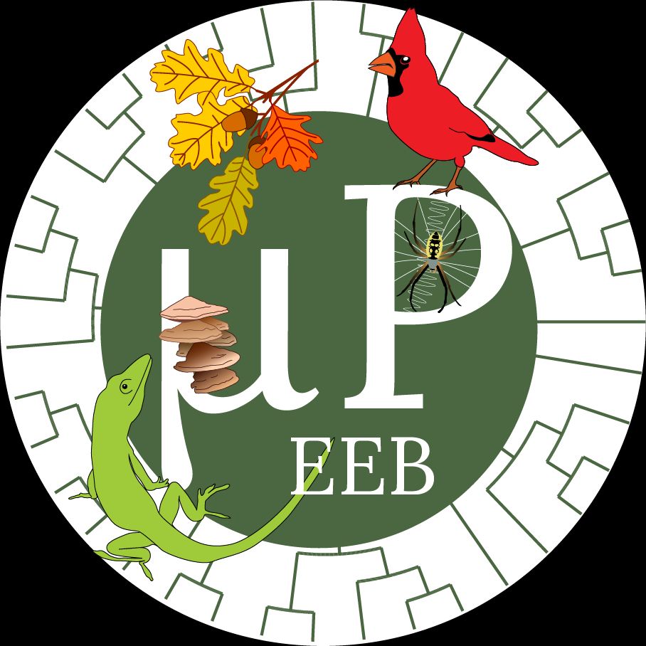 mock microPublication logo depicting a cardinal, orb weaver, oak leaves/acorns, anolis, and shelf fungi.