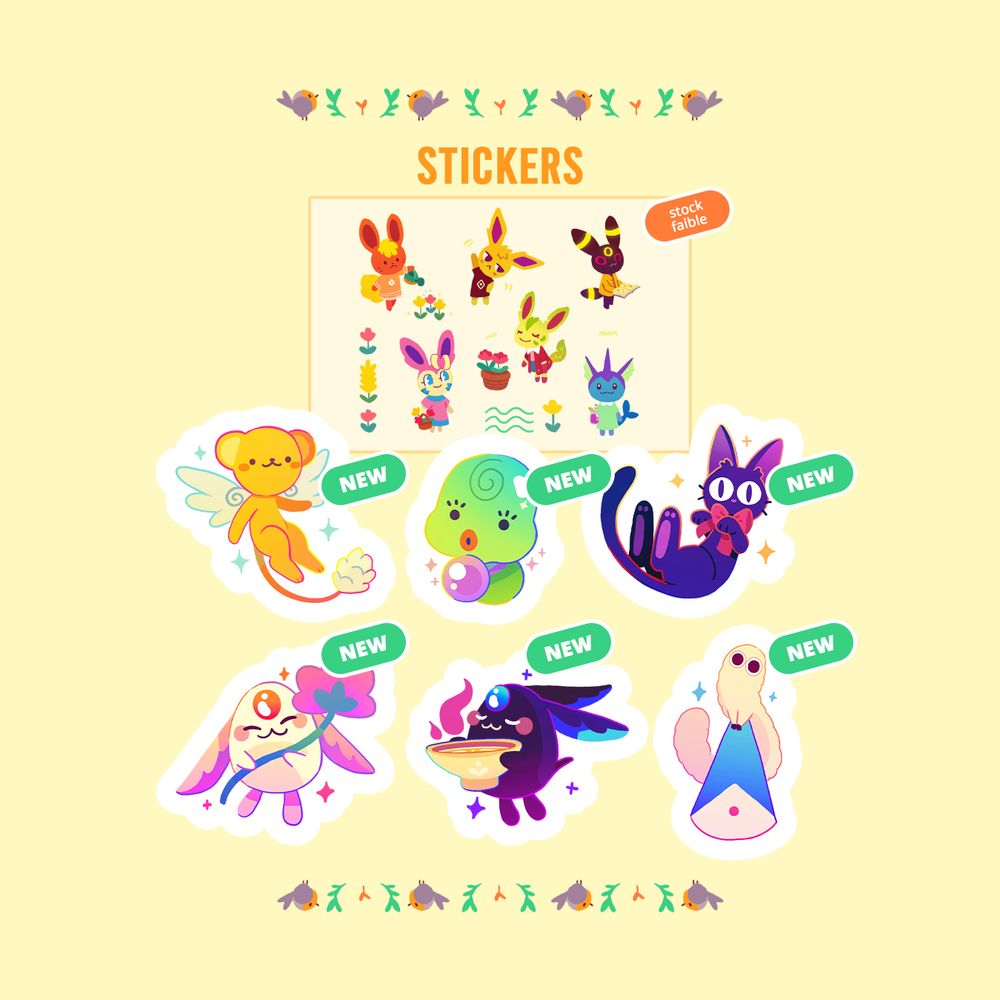 Stickers

Planche de stickers Eevee x Animal crossing - Stock faible

Sticker Kero - Nouveau
Sticker Maggie Grigri - Nouveau
Sticker Jiji - Nouveau
Sticker Mokona (Shiro)- Nouveau
Sticker Mokona (Kuro) - Nouveau
Sticker Ver pinceau - Nouveau