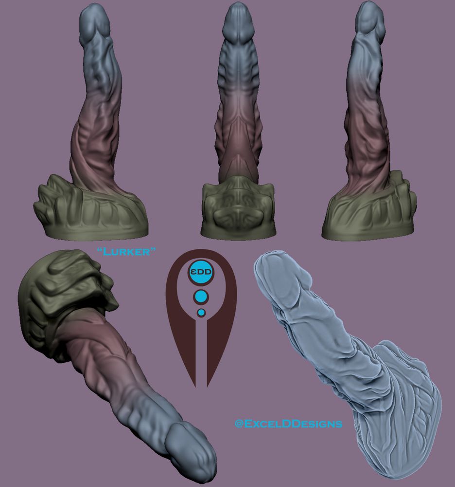 Pictures of a digital model - this is sort of an aquatic dildo with thick frills on the sides and an armored base.