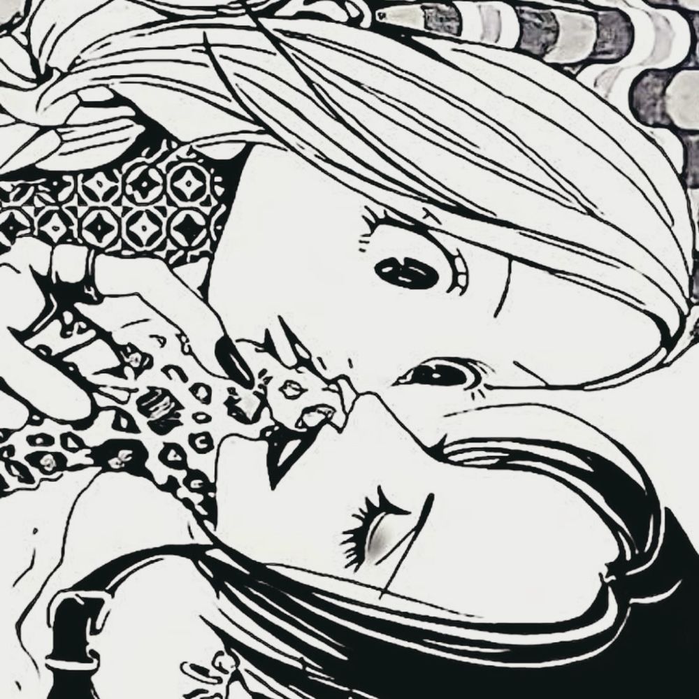 A still from the Nana manga where Hachiko and Nana are face to face, almost kissing. 