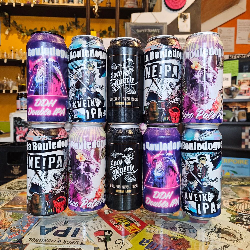 Cannettes de 44 cl : DDH Double IPA, Kveik IPA, Loco Muerte, NEIPA, Coco Pale ale