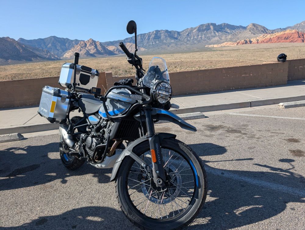 Motorcycle in front of Red Rock Canyon Nevada