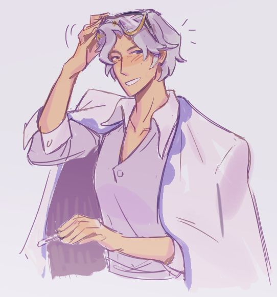 a drawing of Valen lifting her safety glasses as she notices something