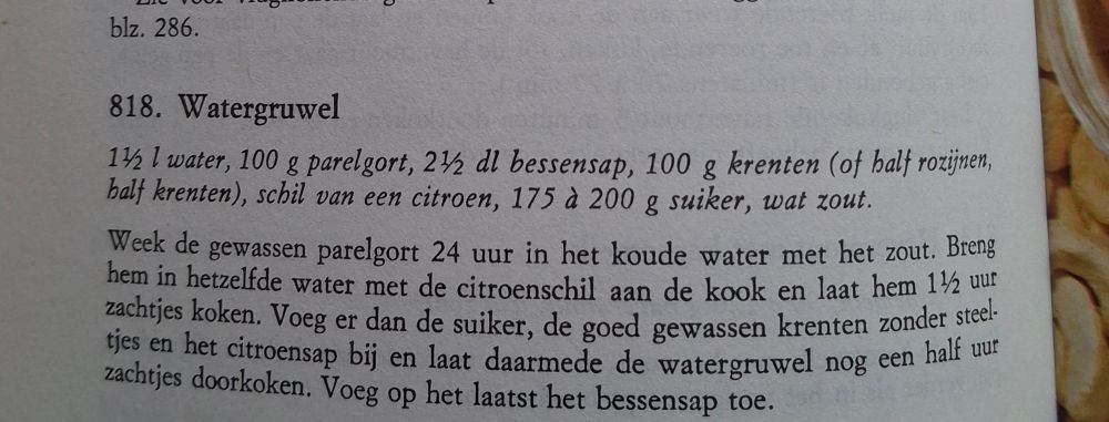 Recept watergruwel uit kookboek van Wannee, het recept van mijn moeder. 