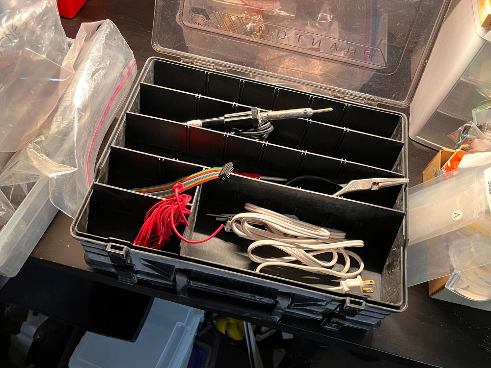 The sorted parts were previously jumbled up in these trays with no particular order to them.  I left the larger tool items in there for now to show a smidge of the chaos I'd come across.