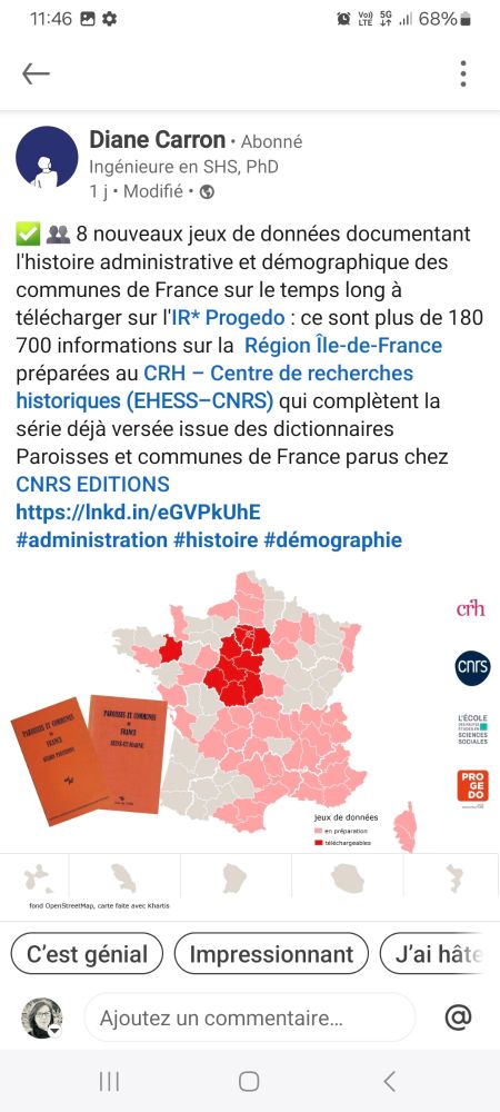 8 nouveaux jeux de données sur l'histoire administrative des communes de France disponible sur Progedo!
