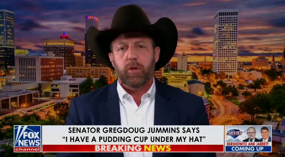 Fox news screencap of Markwayne Mullin with lower third chyron 