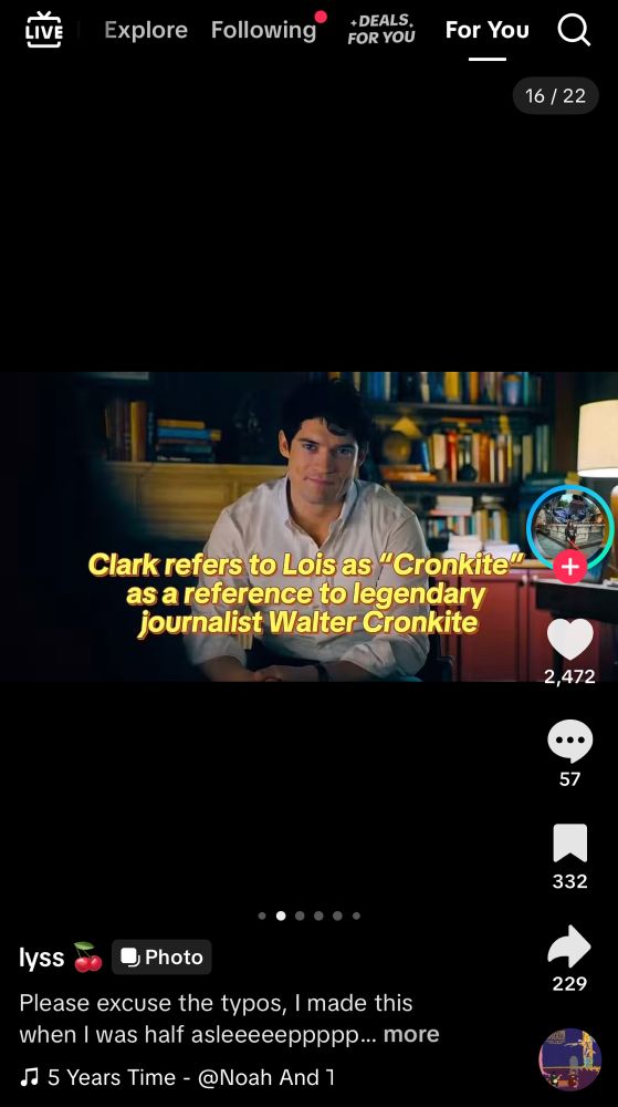 Clark refers to Lois as “Cronkite” as a reference to legendary journalist Walter Cronkite