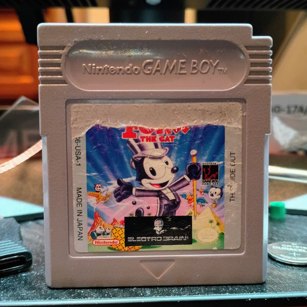 Felix the Cat Gameboy cartridge. Label is partially torn off