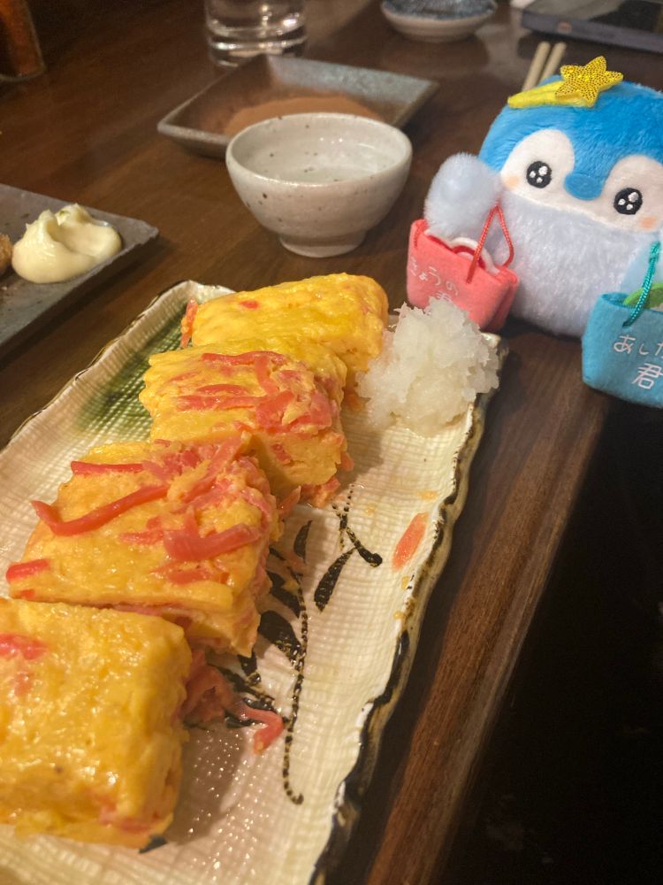 紅しょうがだし巻き玉子とコウペンちゃん