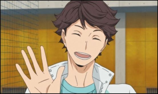 notorious villain, oikawa tooru, smiling and waving 