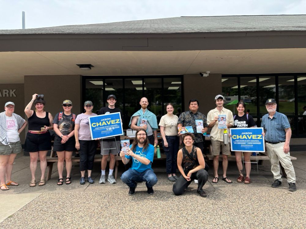 A photo of the joint door knock at Powderhorn park 