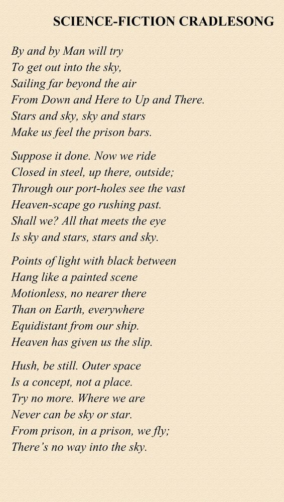 C. S. Lewis poetry. Poem Science-fiction cradlesong